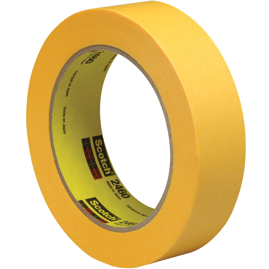 3M 2460 flatback tape produces razor-sharp paint lines with zero adhesive residue on your packing and sealing lines. This 1" x 60 yds gold paper tape with 3.3 mil acrylic adhesive resists moisture, solvents, and temperatures to 300°F–essential for demanding carton sealing and case closure operations. Sold as a case of 36 rolls for uninterrupted production.