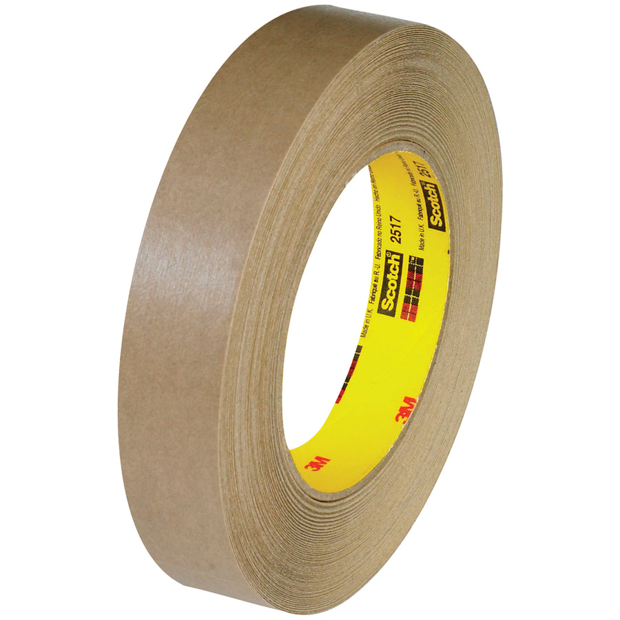 3M 2517 kraft flatback tape delivers consistent, straight seals on high-speed packing lines. Each case contains 36 rolls of 1" x 60 yard tape with 6.5 mil thickness and reliable rubber adhesive for immediate bond strength. Machine-dispensable design reduces operator fatigue and increases throughput on carton sealing applications.