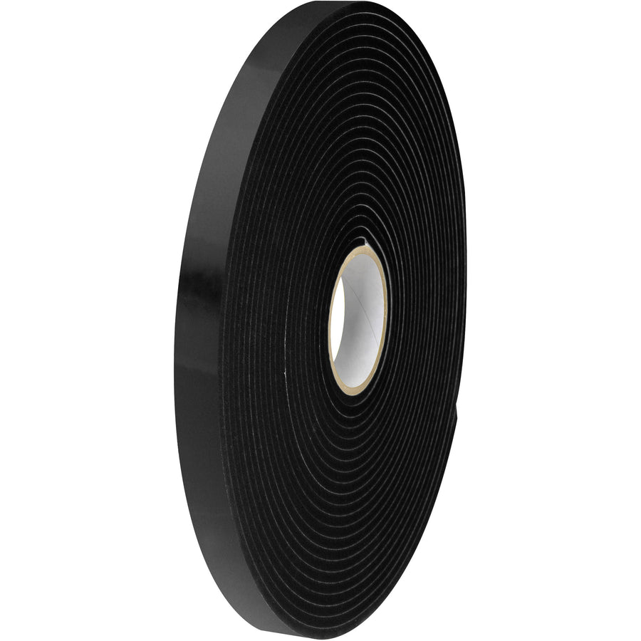 Heavy-duty double sided foam mounting tape engineered for precision goods shippers. 1/2" x 36 yard rolls of flexible 1/16" polyethylene foam with aggressive rubber adhesive conform to virtually any surface. Case of 24 provides economy pricing for high-volume packaging operations.