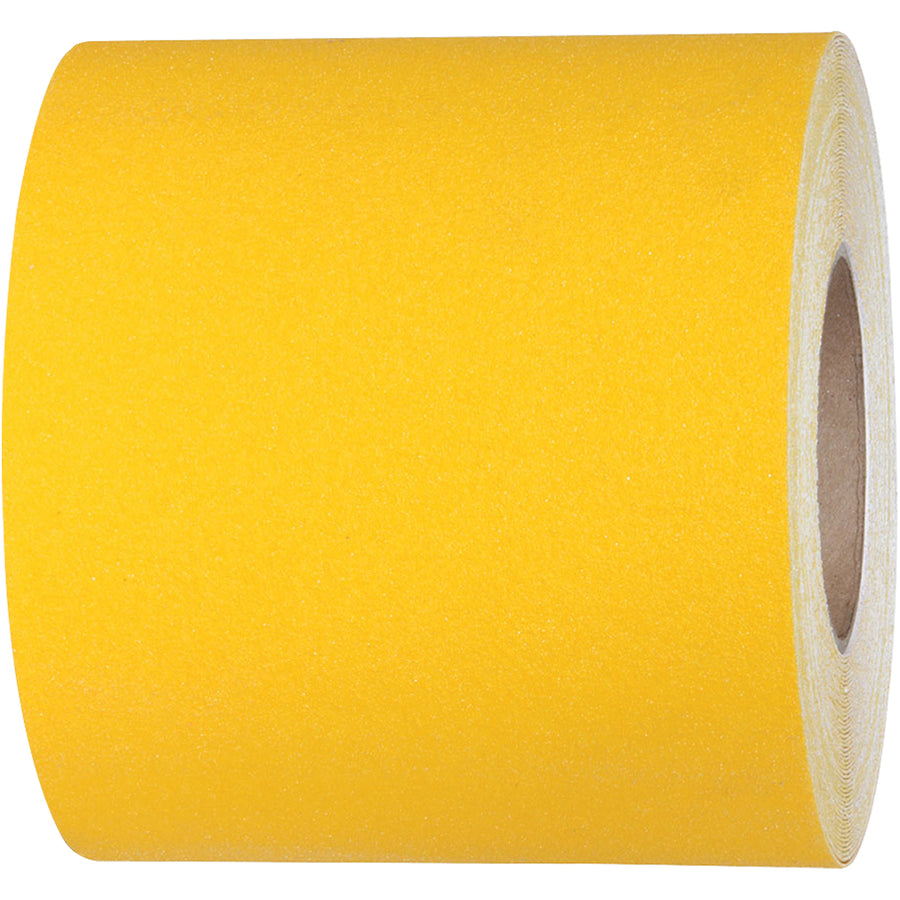 Heavy-duty yellow anti-slip tape engineered for packing lines and industrial floors where slip hazards threaten worker safety. Features 60 grit sandpaper surface, 33 mil thickness, and extra-strength adhesive that bonds instantly to sealed concrete, painted metal, and wood. One 60-foot roll delivers superior grip in temperatures from -20°F to 150°F.