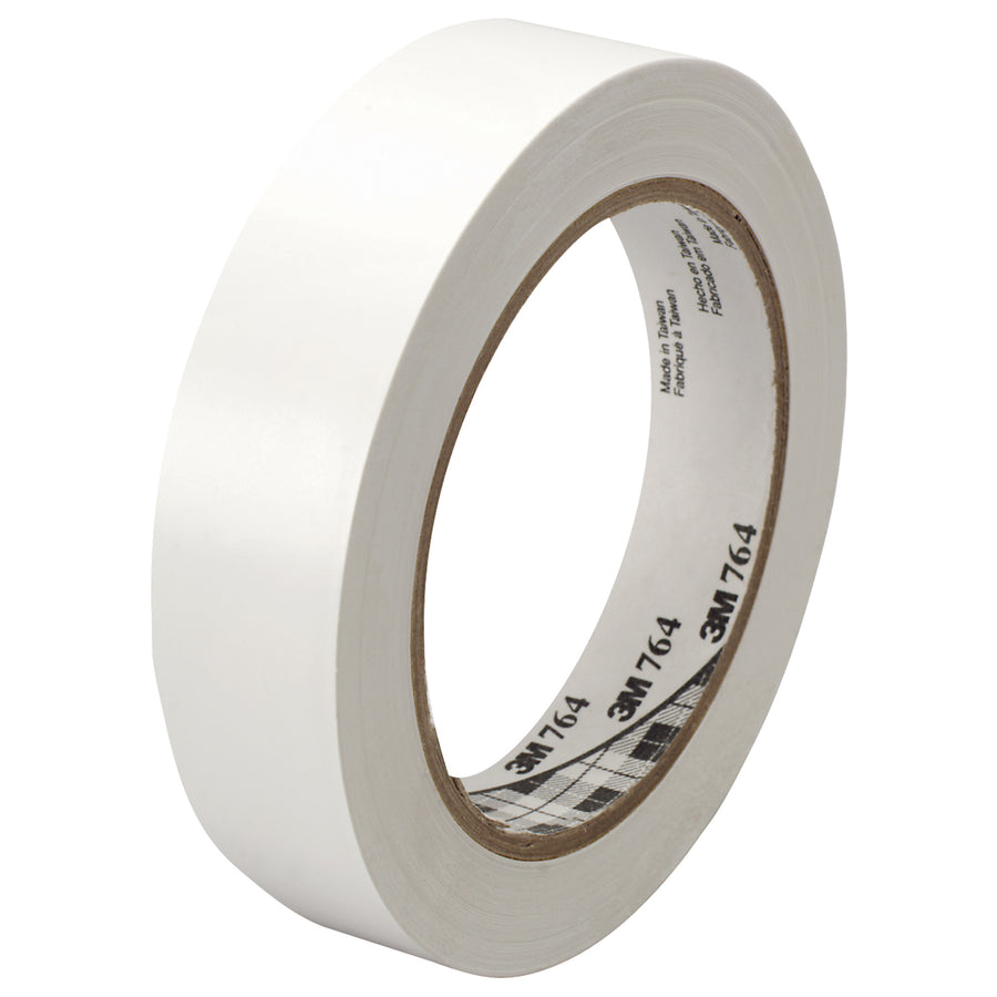 3M General Purpose Vinyl Tape 764 delivers instant rubber adhesive contact on any surface‚no dripping, drying, or cleanup required. The 5.0 mil durable vinyl backing resists abrasion, moisture, and chemicals for reliable case sealing and core compatibility on high-speed packing lines. Each case includes 36 rolls of 1" x 36 yds white tape.