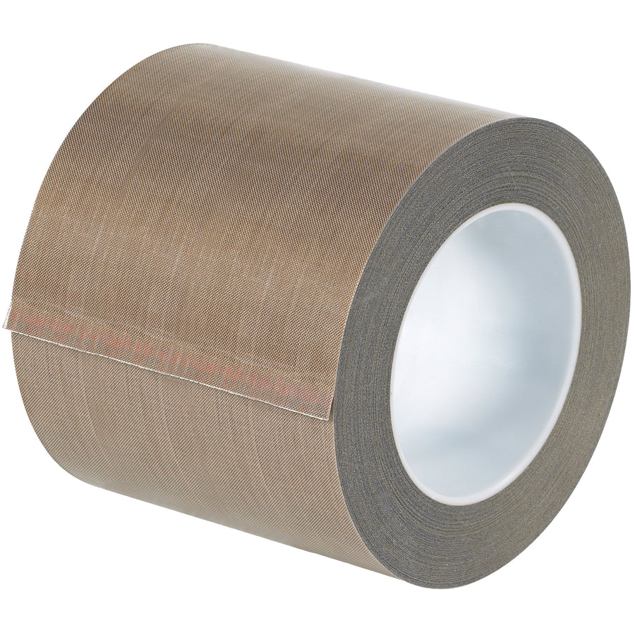 Non-stick PTFE glass cloth tape designed to protect your heat sealing equipment and eliminate costly clean-up time. This 4" x 18 yard roll features a durable 3 mil thickness and brown PTFE coating that resists adhesive buildup on hot wire contacts and sealing heads. One roll per case delivers reliable protection for your packing line.