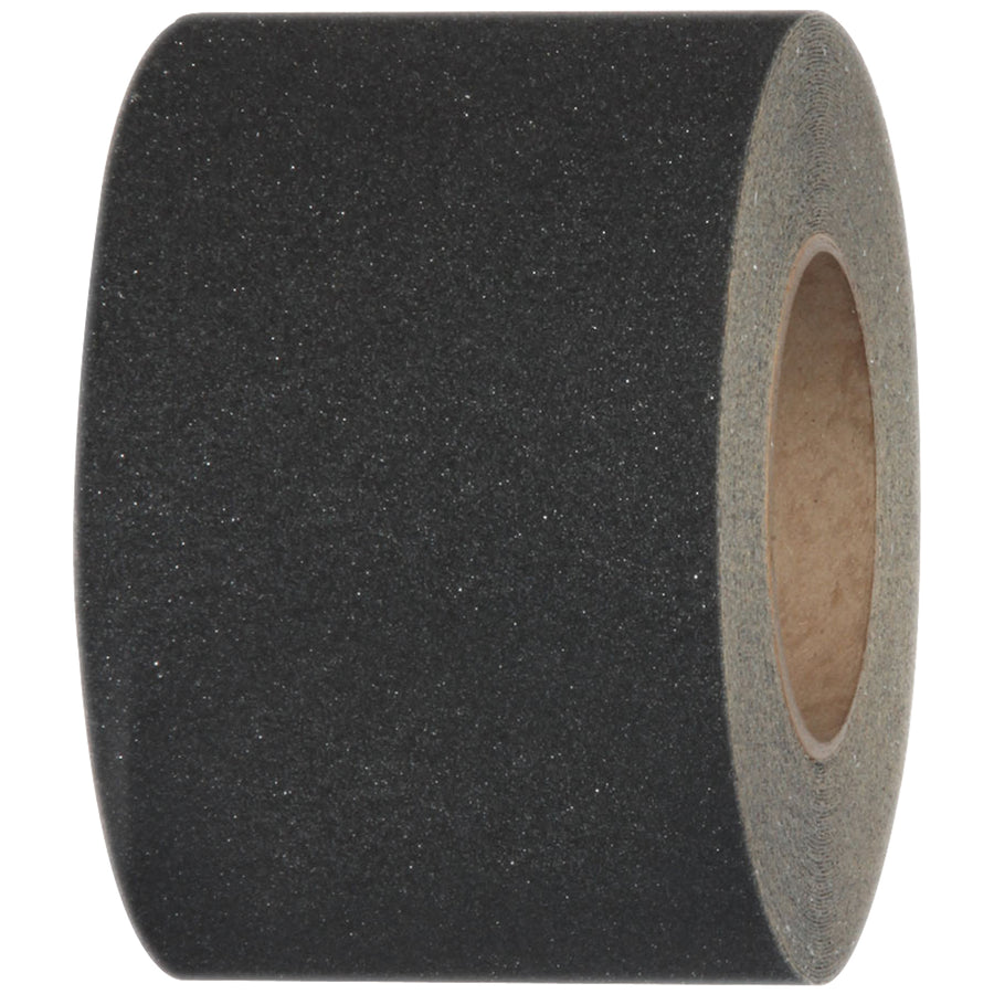 Eliminate workplace slip hazards with this 4" x 60' heavy-duty anti-slip tape featuring a 60 grit coarse sandpaper surface and extra-strength adhesive. Engineered for industrial environments where slippery fluids create safety risks. Rated -20°F to 150°F for reliable performance in demanding conditions.