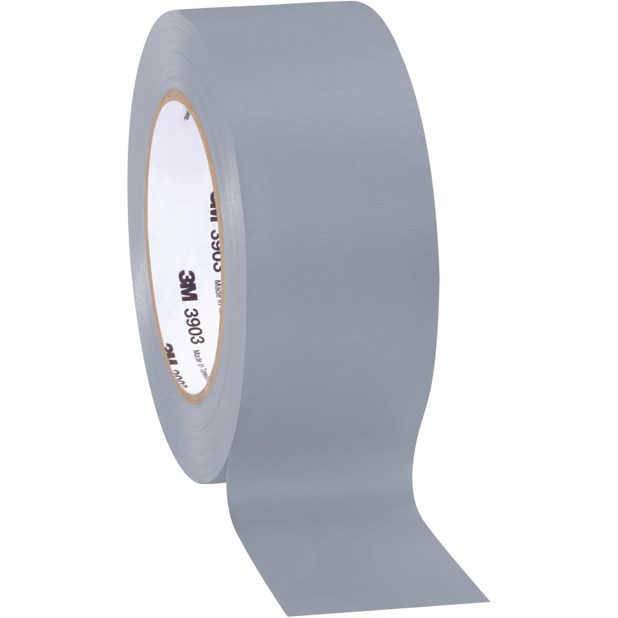 3M 3903 gray vinyl duct tape provides heavy-duty adhesion for case sealing and package protection on high-speed packing lines. 6.3 mil embossed backing seals out dust and moisture while removing cleanly without residue. Order by the case (24 rolls × 2" × 50 yd) for consistent supply and reliable performance.