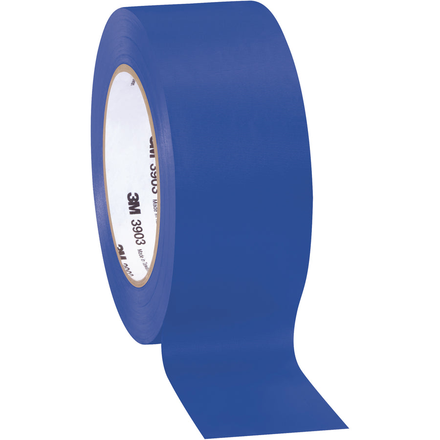 Professional-grade 3M 3903 blue vinyl duct tape delivers superior adhesion and dust-sealing performance for high-speed packing lines. The 6.3 mil embossed backing withstands temperatures up to 250°F while peeling cleanly without residue within one hour. Each case includes 24 rolls of 2" x 50 yard tape for consistent case sealing and product protection.