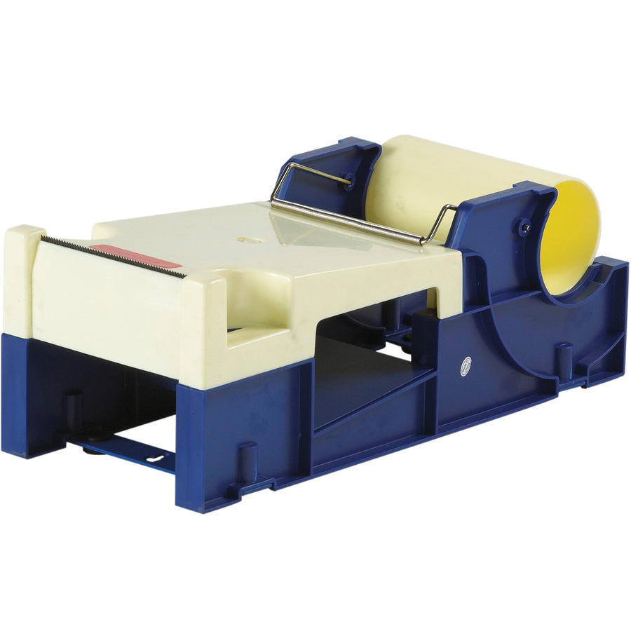 Fast, hands-free tape dispensing for label protection and pouch tape applications. This sturdy plastic dispenser accommodates standard-size rolls and keeps your shipping operation organized. Essential equipment for any logistics coordinator managing high-volume packaging.