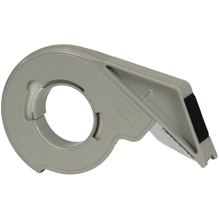 The 3M H133 gray plastic hand-held dispenser delivers one-motion cutting and buffing for fast, consistent strapping tape application. Built-in hand brake provides adjustable tension for tight, secure bundling on carton seals and reinforcement tasks. Designed for packing line supervisors who need reliable, ergonomic dispensing.