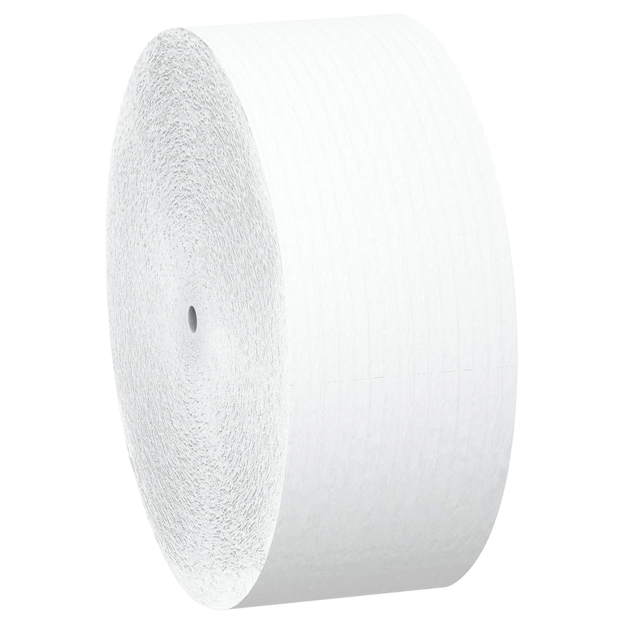 Reduce roll changes and labor costs with Scott 1-ply jumbo coreless toilet paper. Each 2300-foot roll delivers maximum capacity in a space-saving coreless design. Case of 12 rolls fits standard coreless dispensers for seamless facility operations.
