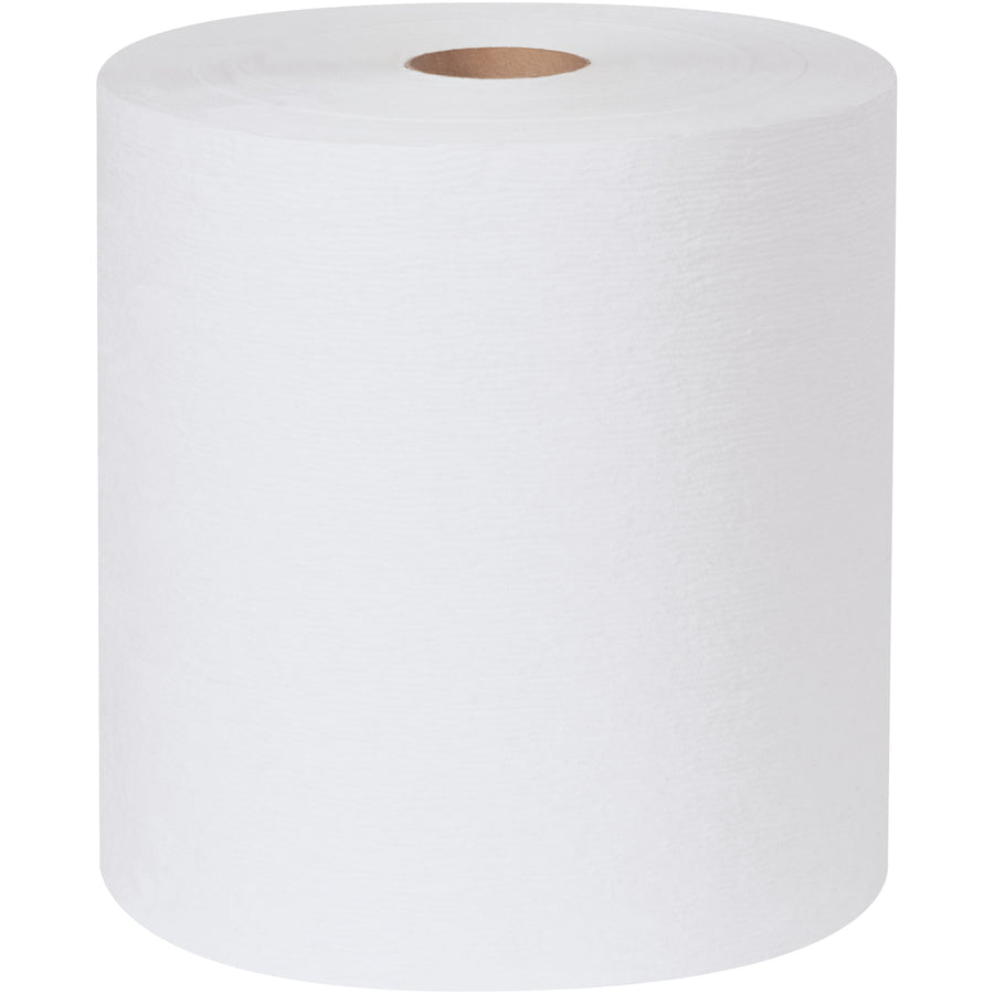 Scott Essential Plus hard wound roll towels deliver reliable, cost-efficient hand drying for high-traffic commercial facilities. Each case includes 12 rolls of 8" x 600' white paper towels designed for automatic dispensers. Engineered for durability and ease of use without compromising on quality.