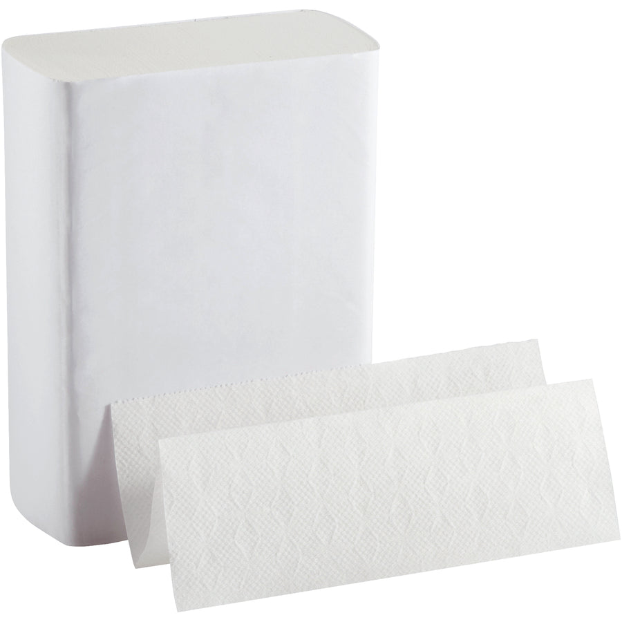 BigFold Z® white multi-fold towels deliver reliable absorbency in a compact 10" x 11" 3-fold format. These 1-ply bathroom paper towels come in a case of 10 packs, ideal for high-traffic facilities seeking cost-effective jan-san supplies. Stock your facility with durable paper towels engineered for performance and value.