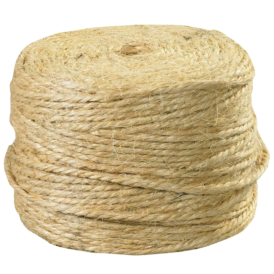 Industrial-grade 2-ply sisal tying twine delivers 360 lb tensile strength in a convenient 1460' case. Environmentally friendly and moisture-resistant, this natural twine won't cut box edges while securing corrugated cartons, newspapers, hides, lath, and lumber with outstanding knot strength.