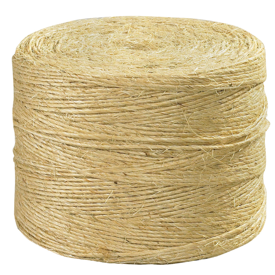 Heavy-duty natural sisal tying twine delivers 190 lb tensile strength in a convenient 3000' case. Environmentally friendly and smooth enough to protect box edges while securing corrugated cartons, newspapers, hides, and lumber shipments. Won't slip, won't fray‚the reliable choice for high-volume packaging operations.
