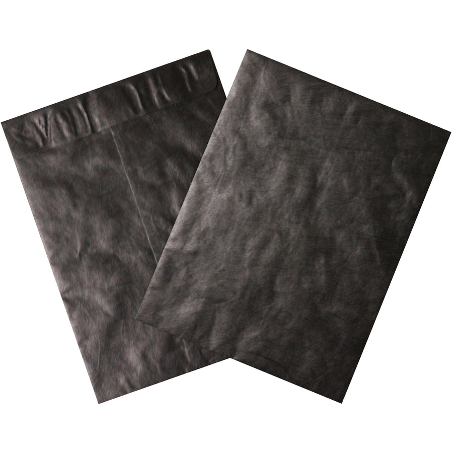 Professional black Tyvek¬Æ envelopes designed for industrial shipping and secure document mailing. 10 times stronger than paper with self-sealing closure for ease of use. Case of 100 units‚reliable protection for high-volume operations.