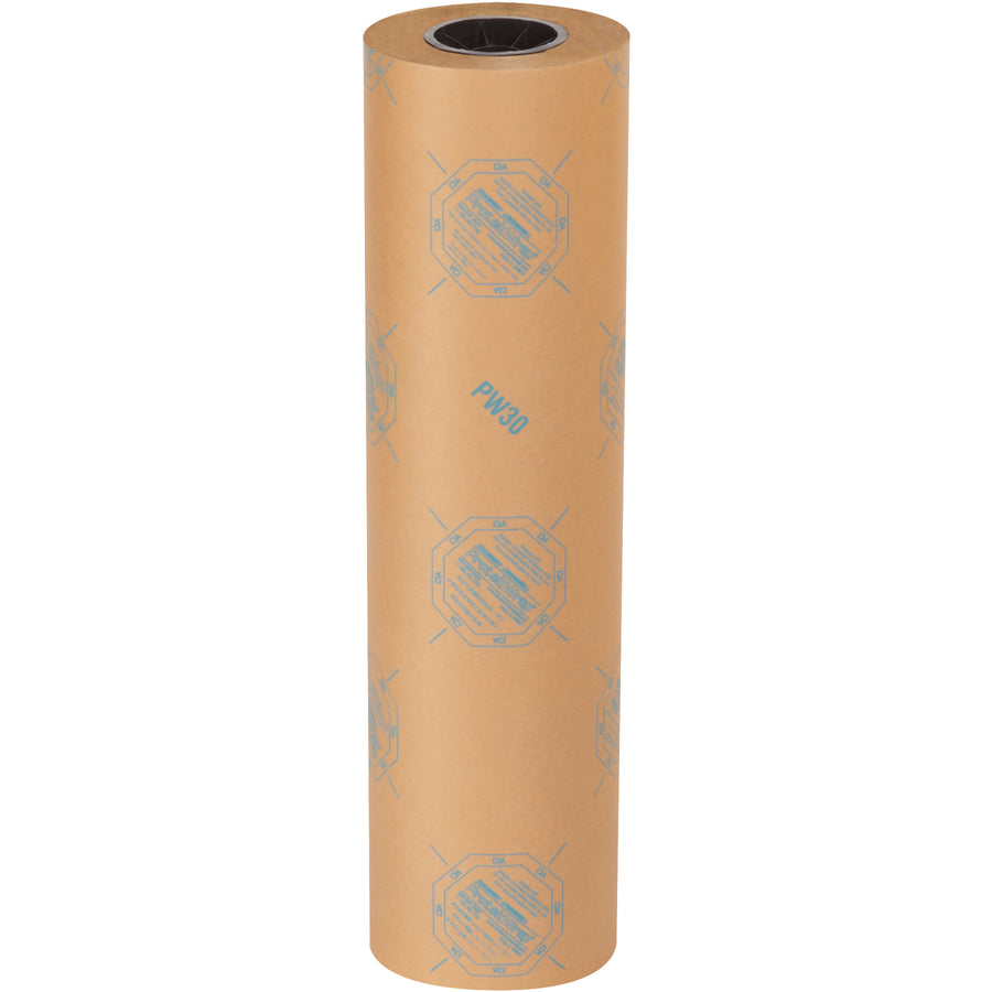Protect ferrous metal parts from rust, corrosion, and oxidation with this 24" x 200 yard VCI paper roll. Chemically treated to continuously vaporize a protective barrier. One case includes a single industrial-grade 30 lb. basis weight roll for complete metal wrapping and shipping protection.