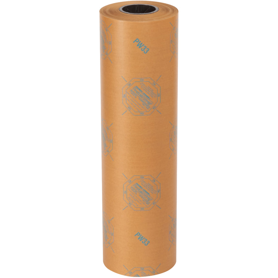 Stop rust before it starts with this 24" x 200 yds VCI waxed industrial roll. The chemically treated 35 lb. paper continuously vaporizes a corrosion-blocking environment around ferrous metal parts and surfaces. One case includes 1 roll–ideal for wrap and void fill applications requiring reliable, cost-effective corrosion protection.
