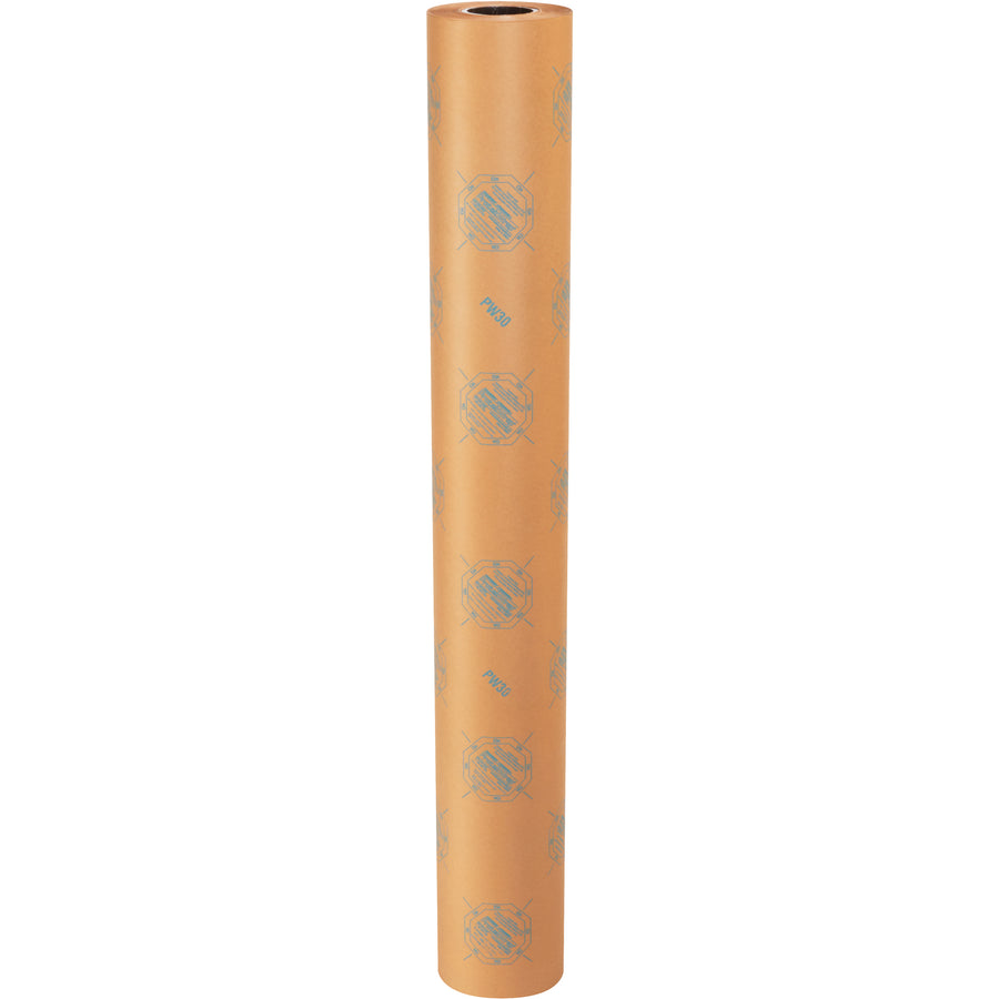 Protect ferrous metal parts from rust and corrosion with this chemically treated VCI paper roll. 48" wide 200 yards long, 30 lb basis weight kraft paper continuously vaporizes to create a protective environment. One case includes 1 roll–ideal for wrapping and void fill in industrial packaging operations.