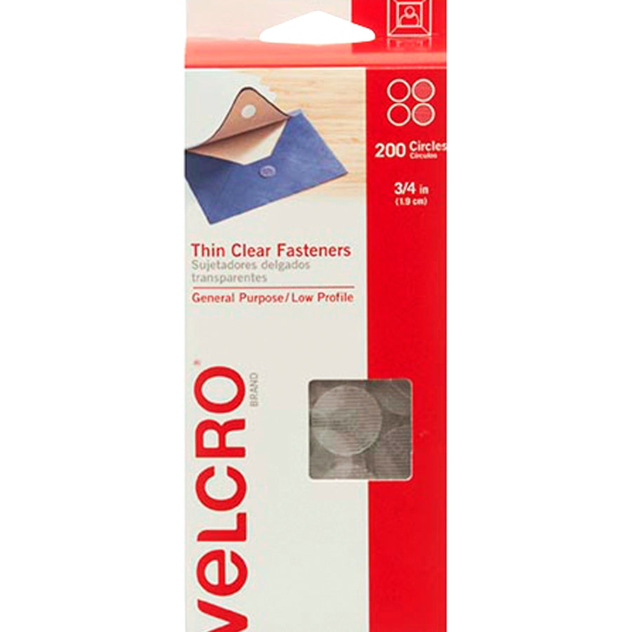 3/4 in Clear Nylon Hook & Loop Dots 200-Pack VEL151