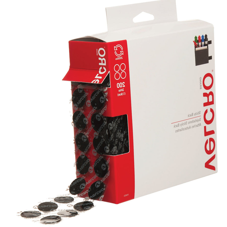3/4 in Black Nylon Hook & Loop Dots 200-Pack VEL152
