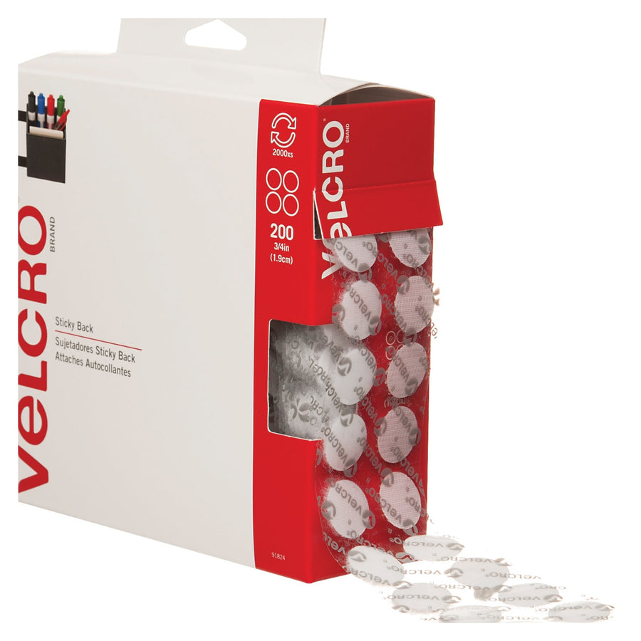 3/4 in White Nylon Hook & Loop Dots 200-Pack VEL153