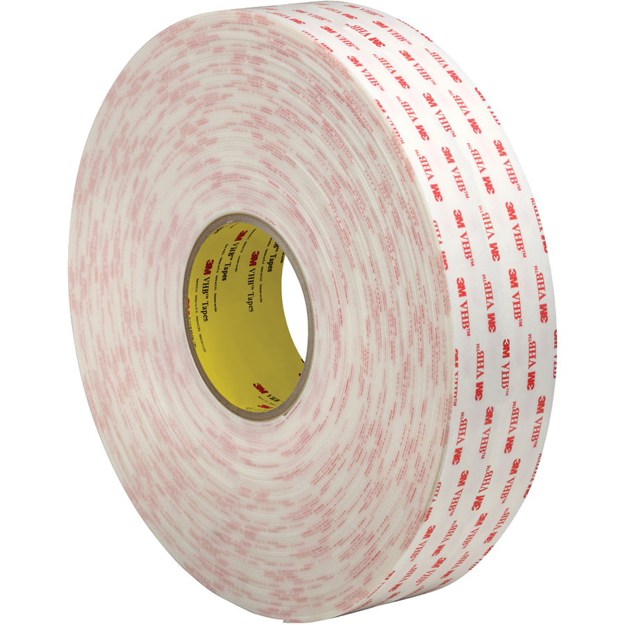 3M 4945 VHB very high bond tape delivers permanent, non-removable adhesion for demanding packing line applications. This 2" x 5 yard roll features 45-mil acrylic foam construction with moisture, UV, and solvent resistance. Ideal for case sealing, equipment bonding, and high-stress packaging where conventional tape fails.
