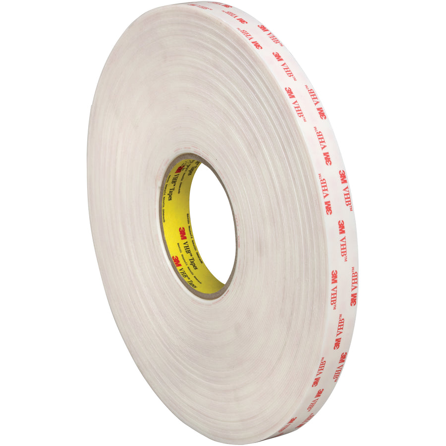 3M 4945 VHB tape delivers permanent, non-removable bonding for high-speed packing lines and case sealing operations. This 45-mil white acrylic foam tape withstands -40°F to 200°F and resists moisture, UV, plasticizers, and solvents. UL 746C listed for reliability on painted surfaces, composites, and metal substrates.