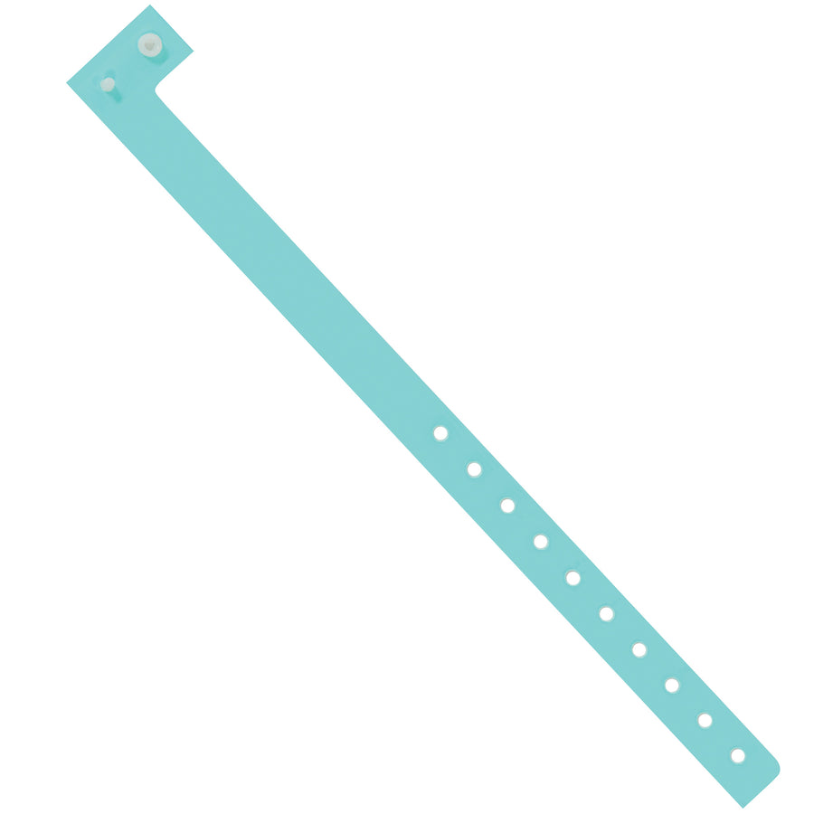 Secure your events and operations with these 3/4" x 10" aqua plastic wristbands featuring a tamper-resistant locking closure that discourages transfer and increases security. Made from durable, water and stretch-resistant plastic designed for comfortable extended wear. Case of 500 units provides cost-effective ID and crowd control for any industrial or event application.
