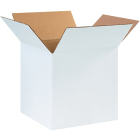 10x10x10" White Corrugated Boxes ECT-32 Single Wall - 25 Pack