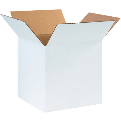 10x10x10" White Corrugated Boxes ECT-32 Single Wall - 25 Pack