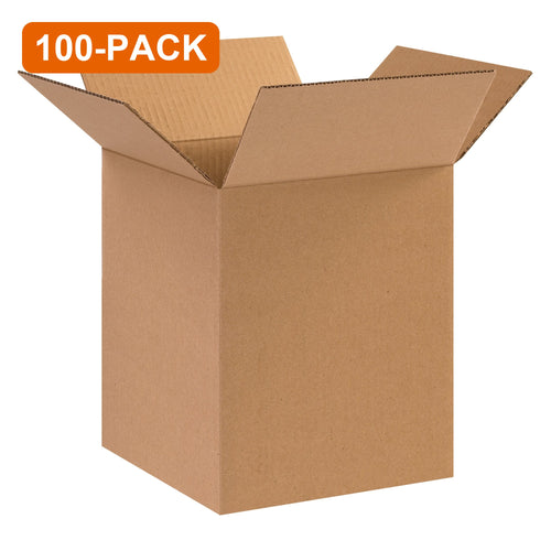 10x10x12 ECT-32 Kraft Corrugated Shipping Boxes, 100-Pack (4 Bundles of 25)