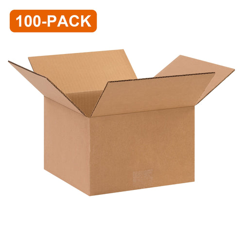 10x10x6 ECT-32 Kraft Corrugated Shipping Boxes, 100-Pack (4 Bundles of 25)