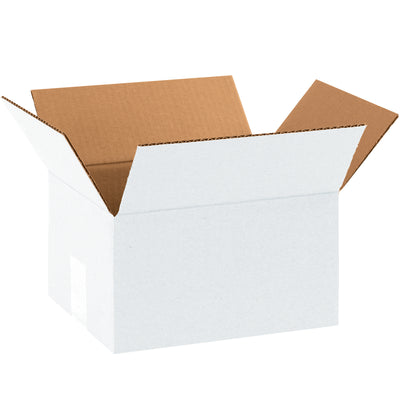 10x8x6 White Corrugated Boxes ECT-32 Single Wall - 25 Pack Bundle