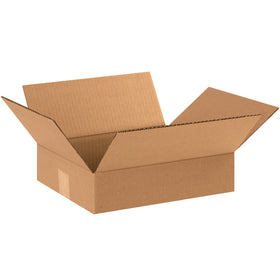ECT-32 kraft corrugated shipping cartons in 12x10x3" dimensions–engineered for shallow-depth products like apparel, books, and artwork. This bundle of 25 flat corrugated boxes ships flat to maximize your warehouse storage and minimize freight costs.