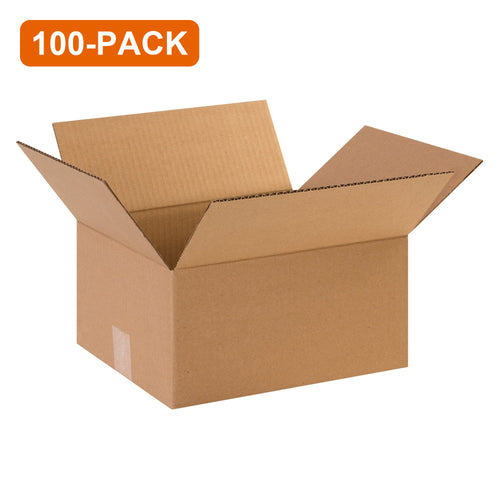 12x10x6 ECT-32 Kraft Corrugated Shipping Boxes, 100-Pack (4 Bundles of 25)