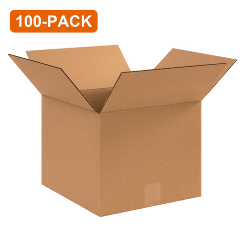 12x12x10 ECT-32 Kraft Corrugated Shipping Boxes, 100-Pack (4 Bundles of 25)