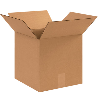Space-efficient 12x12x12 cube boxes manufactured from sturdy ECT-32 kraft corrugated material. Each bundle contains 25 boxes with 1.0 cubic foot capacity, perfect for shipping cylindrical, round, and irregular items. Maximize your warehouse density and reduce per-unit shipping costs.