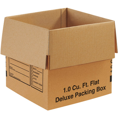 Professional-grade 12x12x12" corrugated moving boxes with patented flap-tab design to streamline packing operations. ECT-32 kraft construction delivers reliable durability and stacking strength. Order by the bundle of 25 to maximize freight efficiency and reduce per-unit costs.