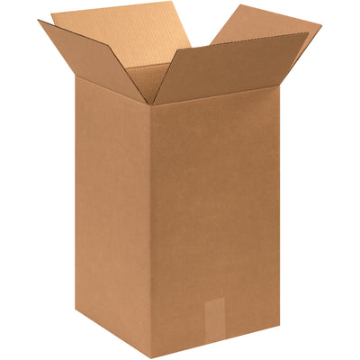 Heavy-duty ECT-32 single wall corrugated boxes sized 12"L x 12"W x 20"H for mid-weight product shipments and storage. Bundled 25-pack kraft cartons offer proven stacking performance and freight efficiency for warehouse operations. Recyclable, cost-effective shipping solution built for industrial reliability.
