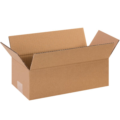 ECT-32 kraft corrugated cartons sized 12" x 6" x 4" with long-side openings designed for efficient packing of elongated products. These shipping boxes excel at protecting wine bottles, umbrellas, carpet rolls, and similar narrow items. Sold flat in bundles of 25 for maximum freight efficiency and volume savings.