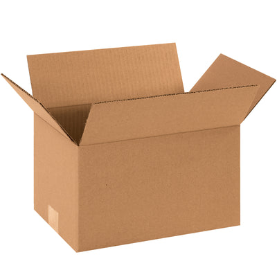 Economical ECT-32 single wall kraft corrugated boxes sized 12"  8"  7" for efficient packing and shipping. Sold in convenient bundles of 25 cartons. Ideal for warehouse operations requiring dependable, recyclable cardboard shipping containers at standard strength.