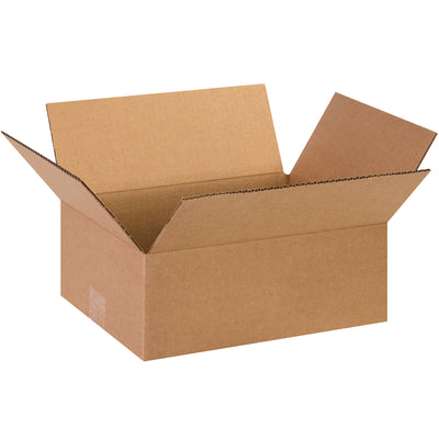ECT-32 kraft corrugated shipping boxes sized 13" x 10" x 5" for optimal shallow-product packaging. Sold as a convenient bundle of 25 flat cartons to maximize your warehouse efficiency and minimize freight spend. Ideal for apparel, books, picture frames, and artwork.