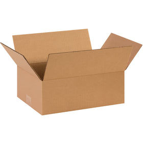 ECT-32 single-wall kraft corrugated boxes sized 14" x 10" x 5" for optimal shallow-product shipping. Bundle of 25 units ships flat, reducing your storage footprint and freight costs. Perfect for apparel, books, frames, and artwork that demands reliable protection without oversized dimensions.