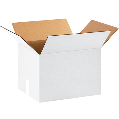 Professional-grade 15x12x10 white corrugated boxes (ECT-32 single-wall) in bundles of 25 for efficient file storage and product shipping. High-contrast white surface makes labels and shipping marks instantly visible. Ready to seal and ship with superior stacking performance.