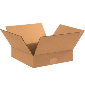 ECT-32 kraft corrugated boxes sized 15x15x3" for efficient shallow-product shipping. Flat corrugated cartons ship collapsed to maximize your warehouse storage and reduce freight costs per unit. Bundle of 25 boxes–ready for apparel, books, frames, artwork, and more.