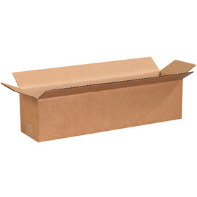 ECT-32 kraft corrugated boxes engineered for long, narrow products like wine bottles, umbrellas, and carpet rolls. 16" x 4" x 4" dimensions with convenient long-side openings for fast, efficient packing. Sold in bundles of 25, flat-packed to maximize freight efficiency and reduce storage footprint.