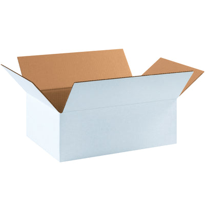 Premium white corrugated shipping boxes in 17.25" x 11.25" x 6" dimensions with ECT-32 single-wall construction. Sold in convenient 25-box bundles. Superior label adhesion and professional presentation for branded fulfillment operations.