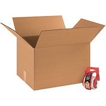 18x14x12 Corrugated Boxes with Tape and Dispenser 10-Pack