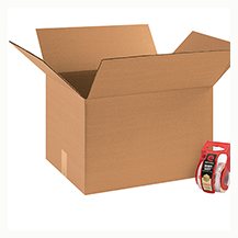 18x14x12 Corrugated Boxes with Tape and Dispenser 20-Pack