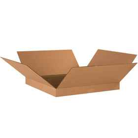 ECT-32 kraft corrugated cartons engineered for shallow-product shipping. At 18" × 18" × 2", these boxes deliver premium stacking strength while minimizing cubic weight and freight costs. Sold in bundles of 25 and ship flat to maximize your warehouse storage efficiency.