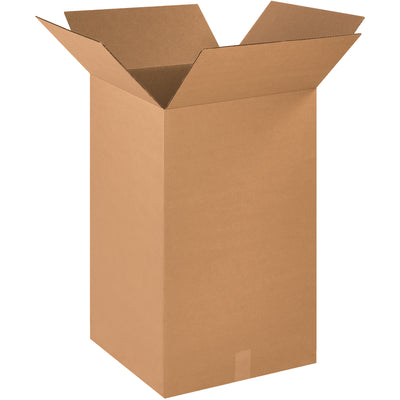 ECT-32 kraft corrugated boxes sized 18" × 18" × 30" for shipping tall, rigid items like shelving, trophies, and fishing rods. Strong single-wall construction with end-loading design for fast packing and sealing. Sold flat in bundles of 10 for maximum storage efficiency.