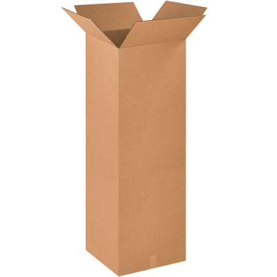 Heavy-duty 18x18x48" corrugated shipping boxes built from ECT-32 kraft material for maximum strength and stacking performance. End-loading design accommodates tall items like trophies, shelving, and fishing rods with ease. Sold as bundles of 10 flat for efficient warehouse storage and freight savings.